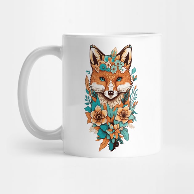 floral fox flowers abstract by myouynis